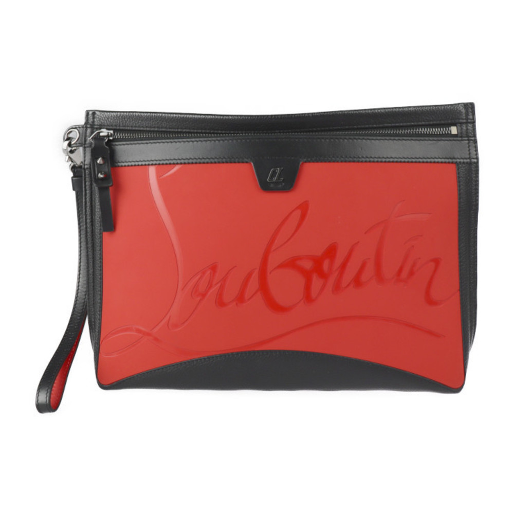 Christian Louboutin Leather Black Red Clutch Bag